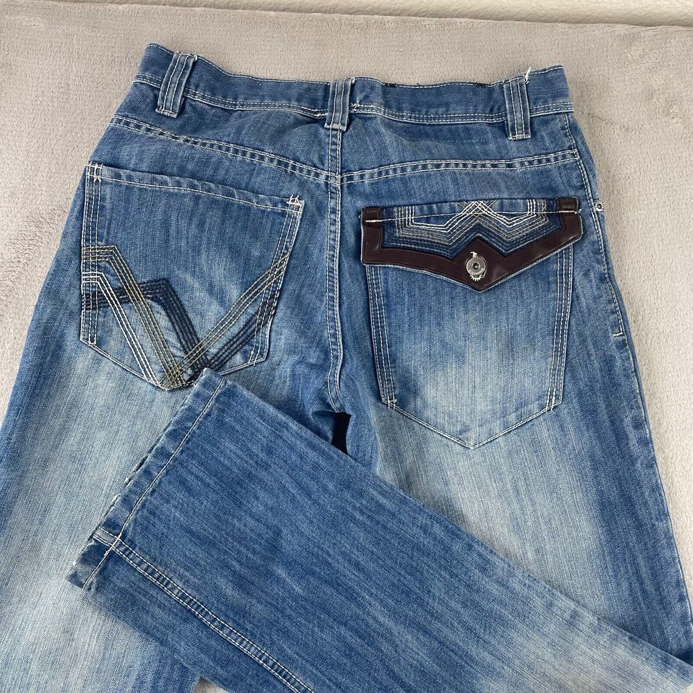 SouthPole Jeans Men 32x33 Blue Straight Fit Skater Y2K Vintage Patina Hip Hop